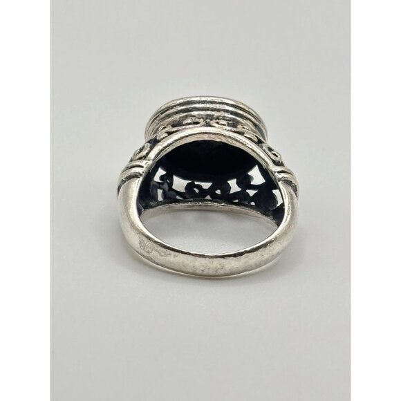 Black Onyx 925 Sterling Silver Filigree Ring Size 7.5 - Picture 2 of 11